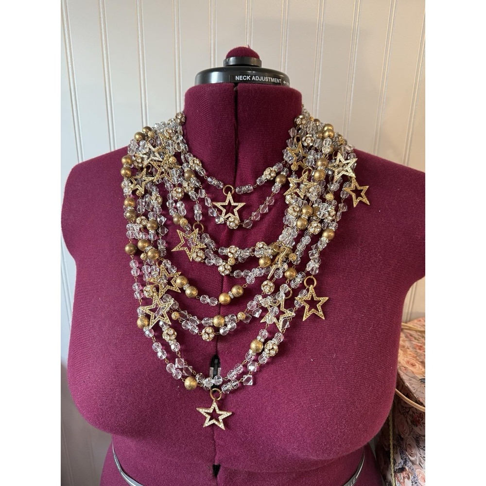 ERICKSON BEAMON 10 Strand MASSIVE Swarovski Crystal Star Layered Necklace